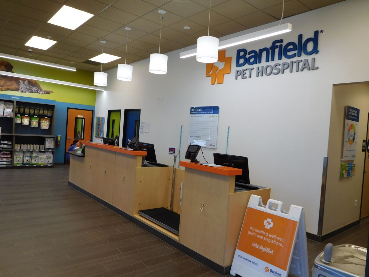 The Banfield Long Beach Spring Street front desk area