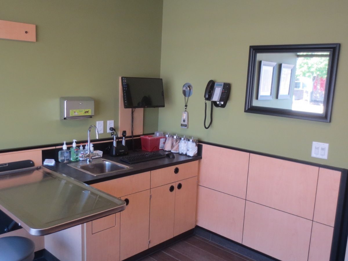 An inside view of an exam room at the Savage Banfield hospital