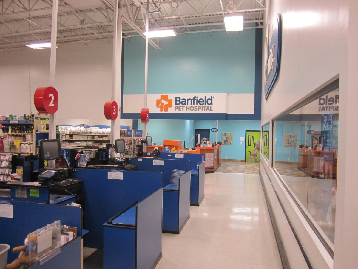 The PetSmart aisles and the Banfield entrance at Cuyahoga Falls