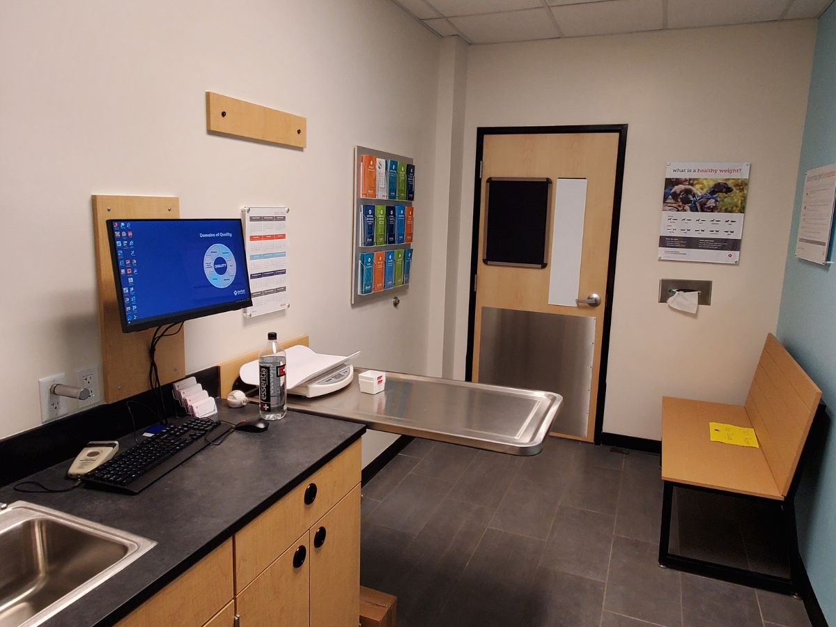 The Newton Banfield exam room and folding table