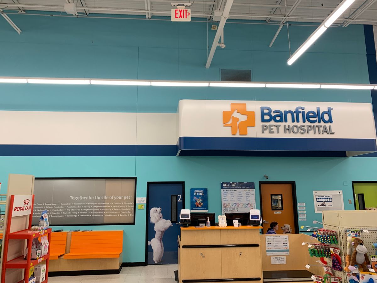 The Millbury Banfield front desk and check-in area