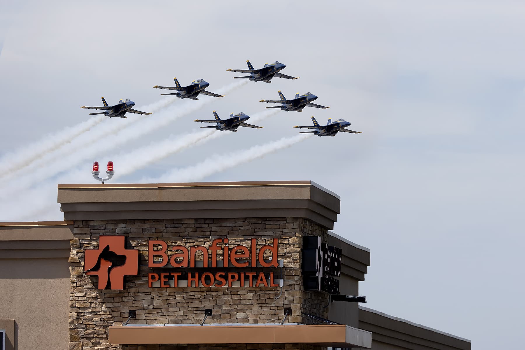 Six fighter jets flying over Banfield - Farmingdale Seven Daughters