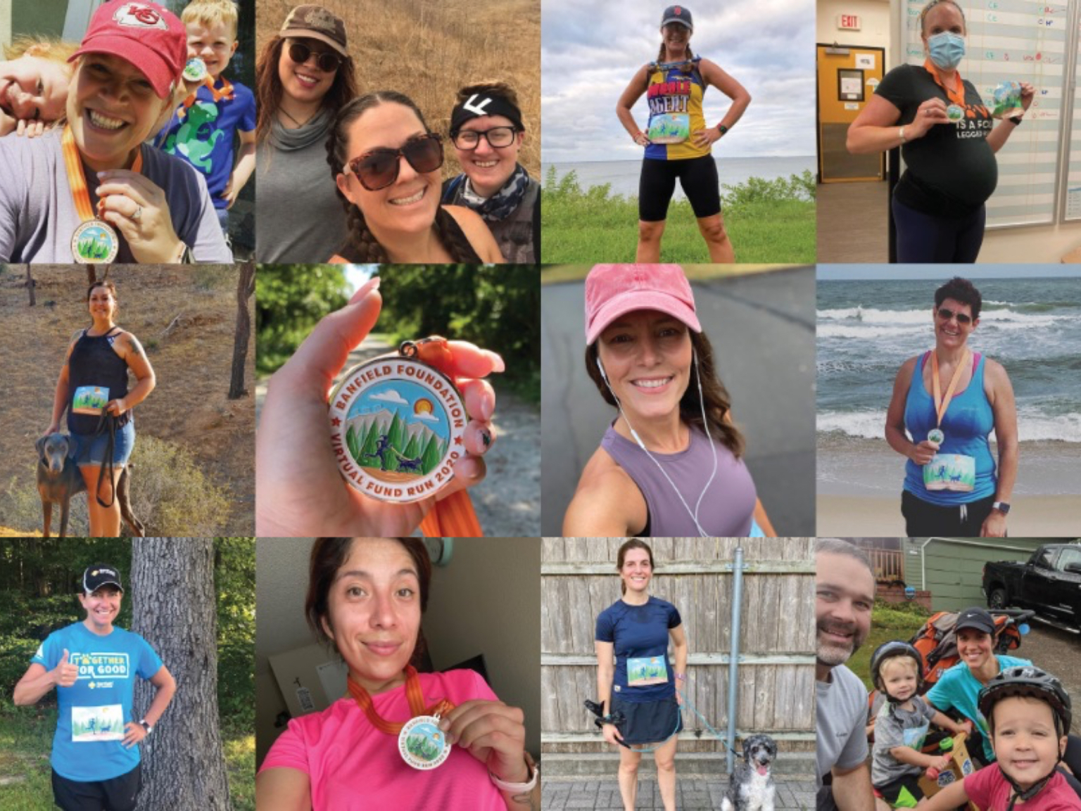 A photo collage of various Fun(d) run volunteers