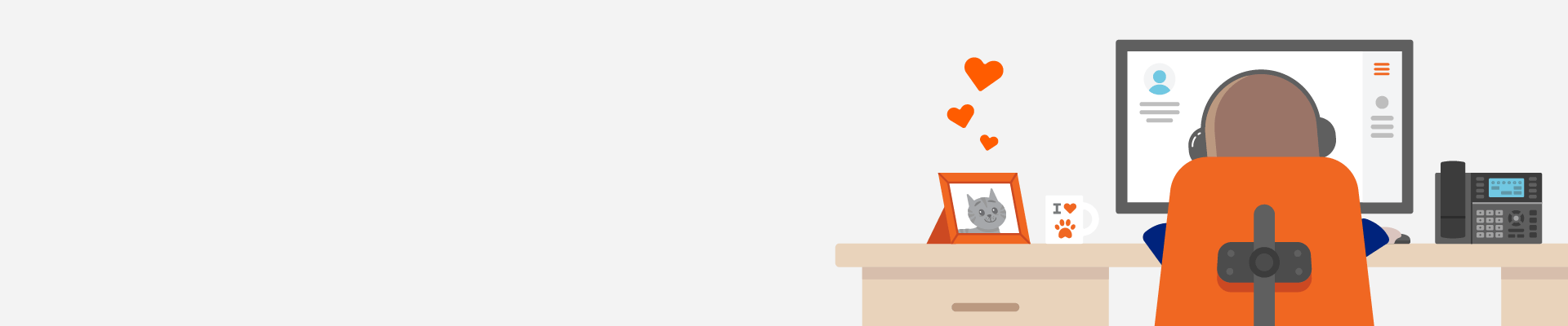 Illustrated banner of a person working at their desk