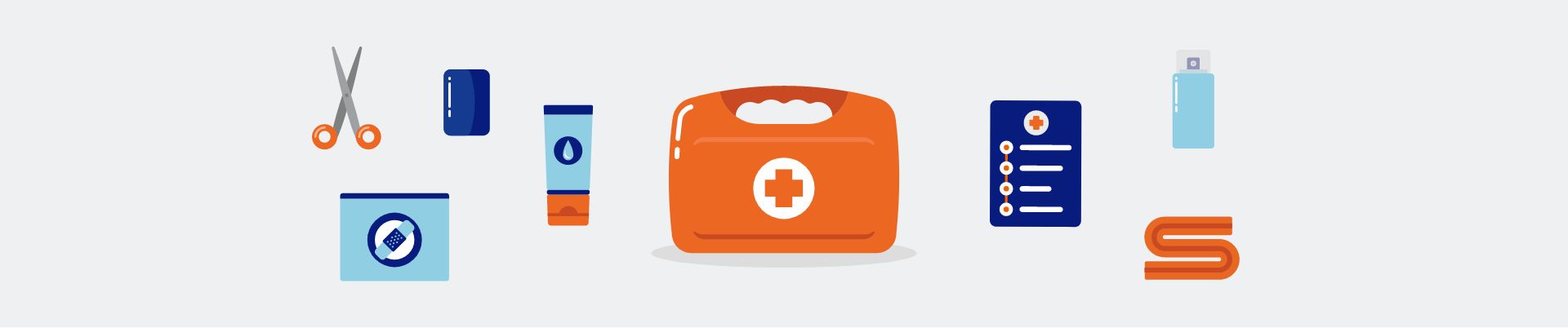 Illustration of an emergency first aid kit
