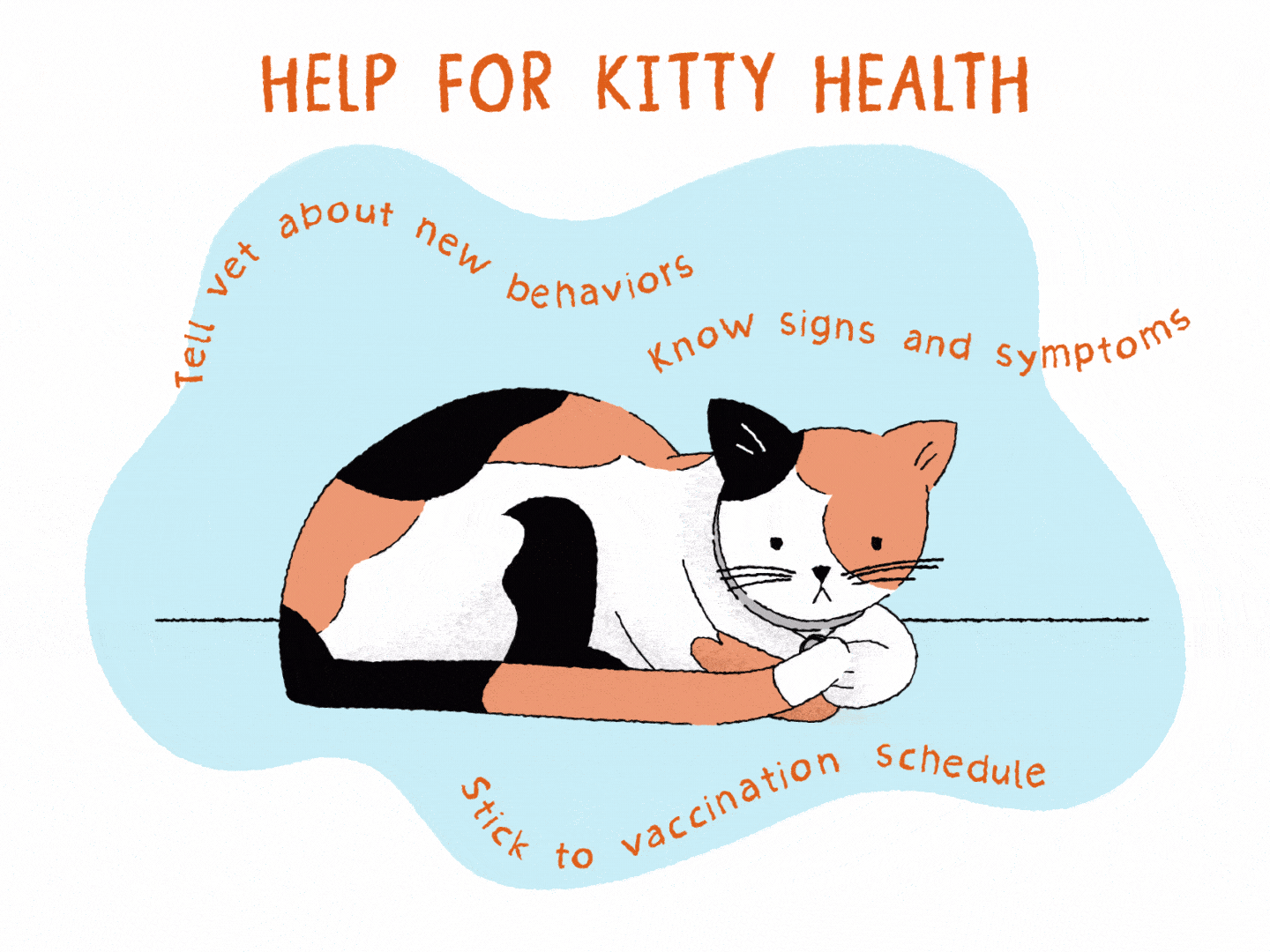 sick cat illustration with symptoms