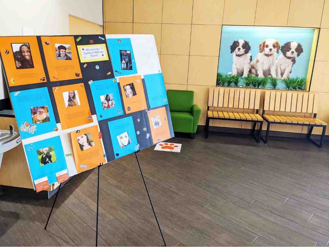 A lobby board at the Banfield Pet Hospital