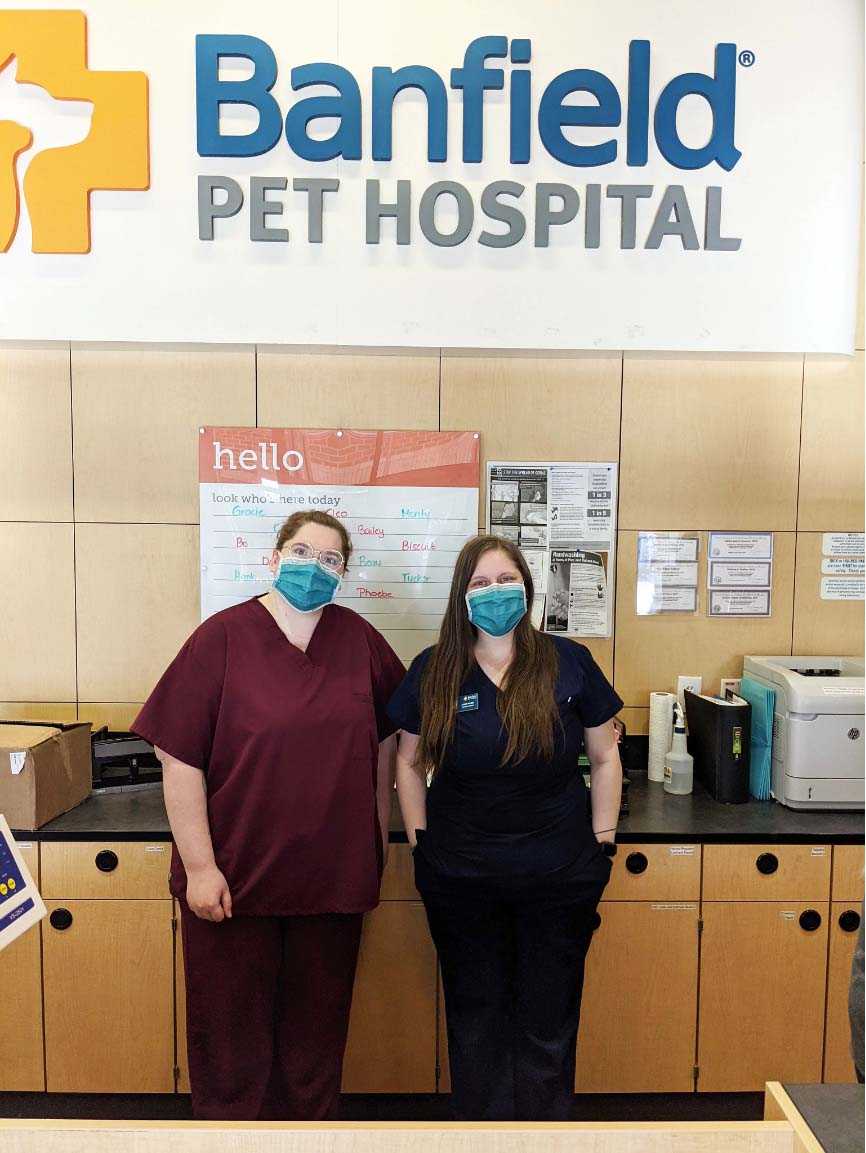 A couple of female veterinarians at the Banfield Pet Hospital