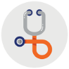 An orange and gray stethoscope